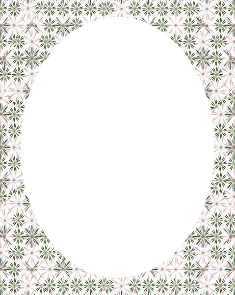Tło białe ramki z rundy kwiatowy urządzone granic — Zdjęcie stockowe