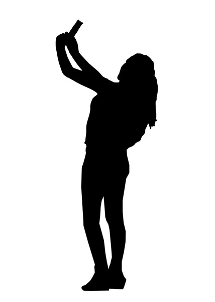 Grande femme prenant une silhouette selfie Illustration — Photo