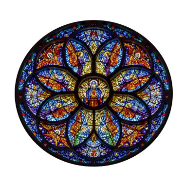 Rozet pencere mozaik sanatı üzerine beyaz izole