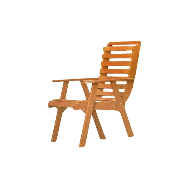 Na białym tle drewniane krzesło perspektywy widok z boku — Zdjęcie stockowe