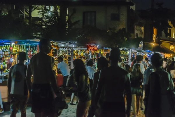 Getränkestände am Strand in der Nacht jericoacoara Brasilien — Stockfoto