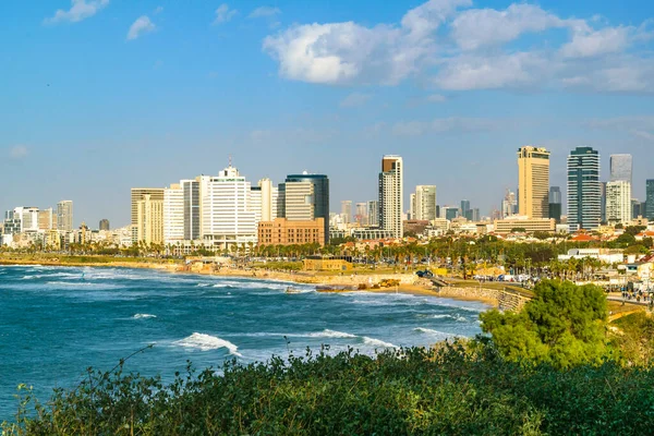 Słoneczny Dzień Widok Lotu Ptaka Pejzaż Miasta Tel Aviv Israel — Zdjęcie stockowe