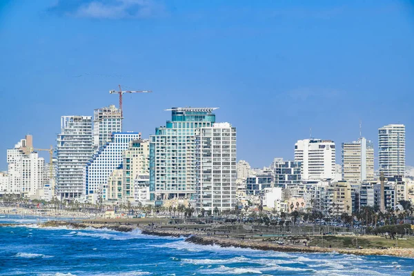 Tel Aviv Şehrinin Güneşli Hava Manzaralı Şehri Srail — Stok fotoğraf