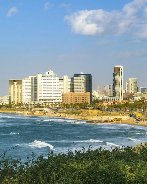 Zonnige Dag Luchtfoto Uitzicht Stadsgezicht Van Tel Aviv Stad Israël — Stockfoto