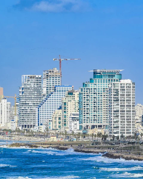 Słoneczny Dzień Widok Lotu Ptaka Pejzaż Miasta Tel Aviv Israel — Zdjęcie stockowe