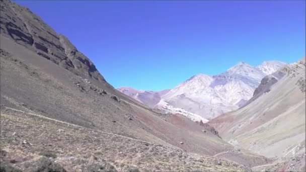 Panning Andes Sziklás Táj Környezet Aconcagua Park Mendoza Argentina — Stock videók