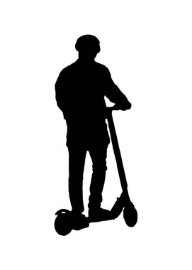 Elektrikli kaykaydaki arka plan adamı izole edilmiş grafik silueti