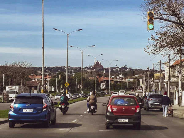 Montevideo Uruguai Agosto 2020 Cena Trânsito Urbano Importante Avenida Cidade — Fotografia de Stock