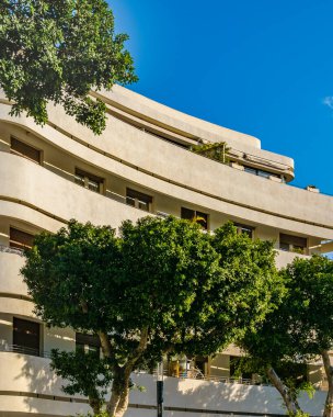 Beyaz Bauhaus tarzı binalar dış görünüş, tel aviv, İsrail