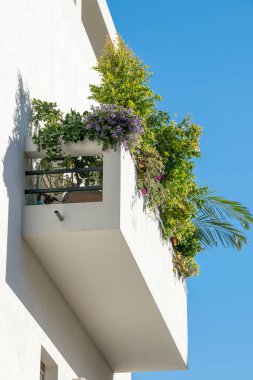 Bauhaus stili dış balkon manzarası, tel aviv, İsrail