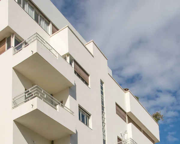 Bauhaus Bytový Dům Venkovní Výhled Tel Aviv Izrael — Stock fotografie
