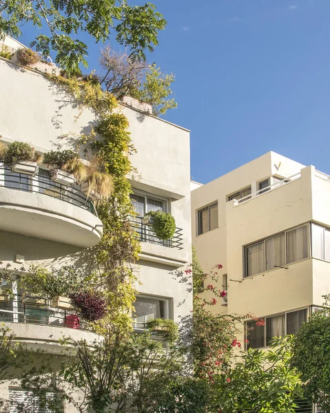 Bauhaus Stijl Appartementen Buitenaanzicht Tel Aviv Israel — Stockfoto
