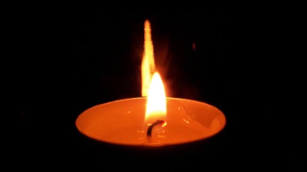 High Contrast Shot Wax Candle Light Flaming — Stock video