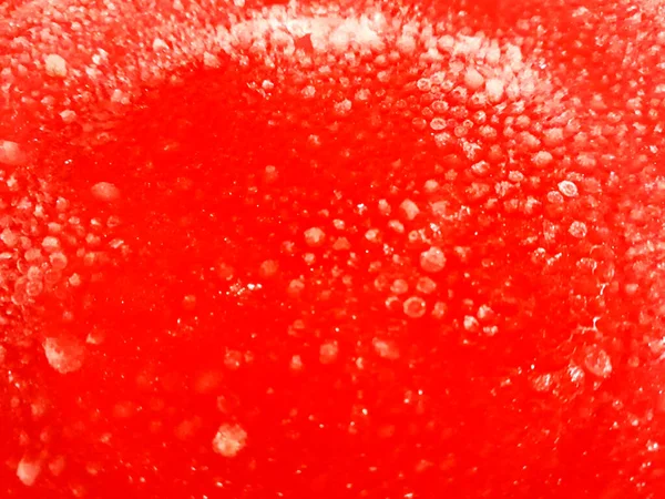 Cerca Textura Plástico Rojo Con Burbujas Hielo — Foto de Stock