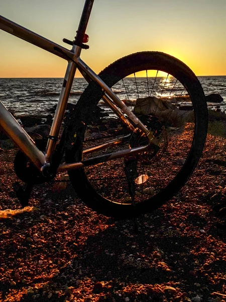 Mountain Bike Bicycle Parked Waterfront Park Montevideo Uruguay — Stock Photo, Image