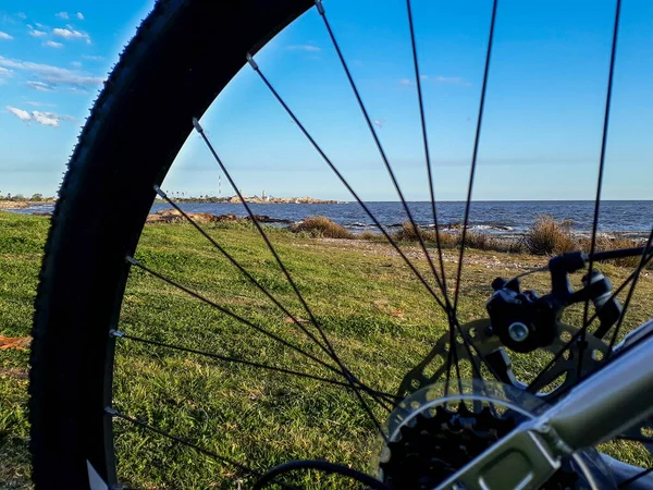 Mountainbike Cykel Parkerad Vid Vattnet Park Montevideo Uruguay — Stockfoto