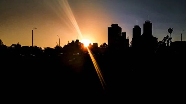 Scena Silhouette Urbana Panoramica Nel Quartiere Buceo Montevideo City Uruguay — Foto Stock