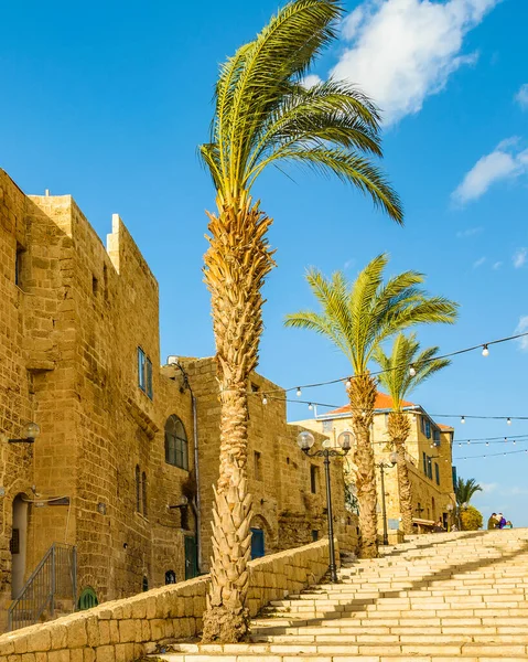 İsrail 'in eski Jaffa şehrinde taş gibi bir merdiven.