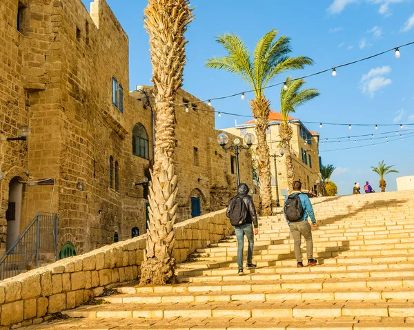 Каменная Большая Лестница Старом Городе Яффо Израиль — стоковое фото