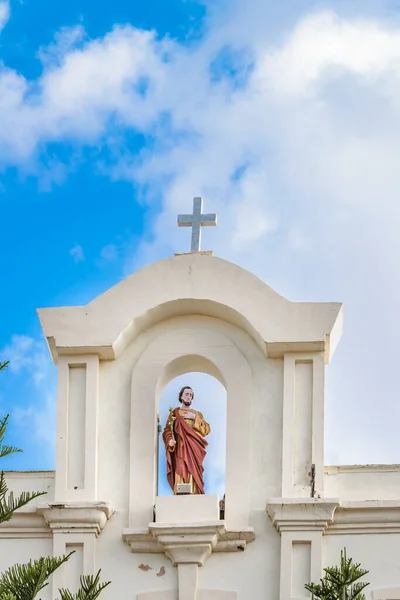 Jesús Escultura Parte Superior Iglesia Blanca Jaffa Israel — Foto de Stock