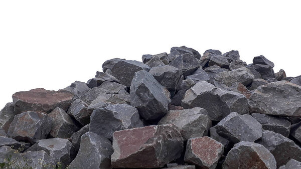 Big grey rocks pile isolated on white background photo