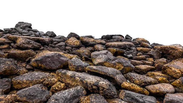 白色背景照片上孤立的灰色大石头堆 — 图库照片