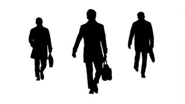 Evrak çantalı grafiksel siluet işçileri döngü halinde yürüyorlar.