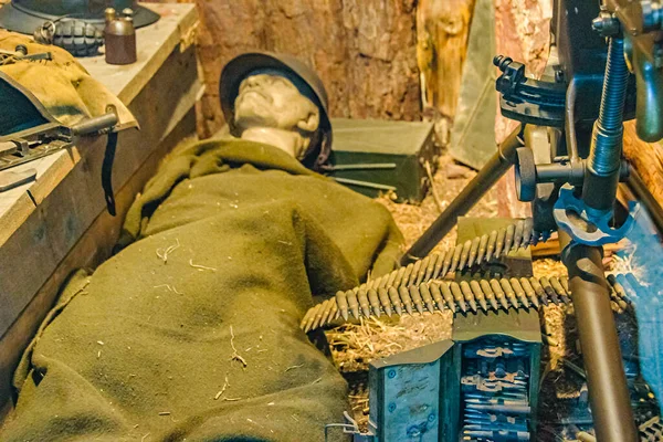 Soldier Model Spí Bunkru Vojenské Muzeum Montevideo Uruguay — Stock fotografie