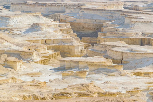 Aerial view deserted rocky landscape at masada national park, israel