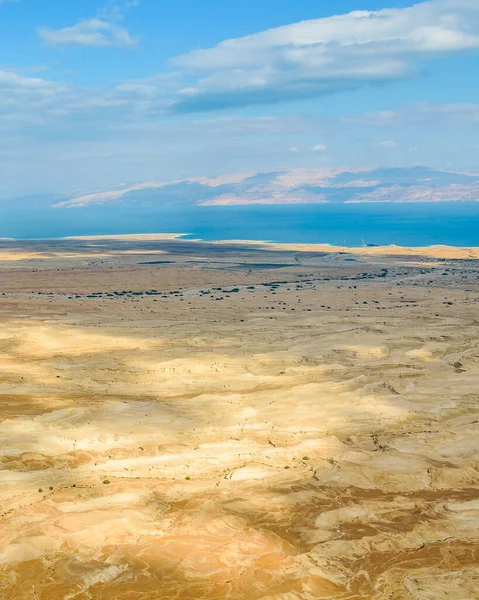 Vista Aérea Desierto Paisaje Rocoso Parque Nacional Masada Israel — Foto de Stock