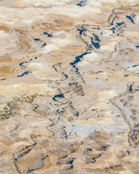 Aerial view deserted rocky landscape at masada national park, israel