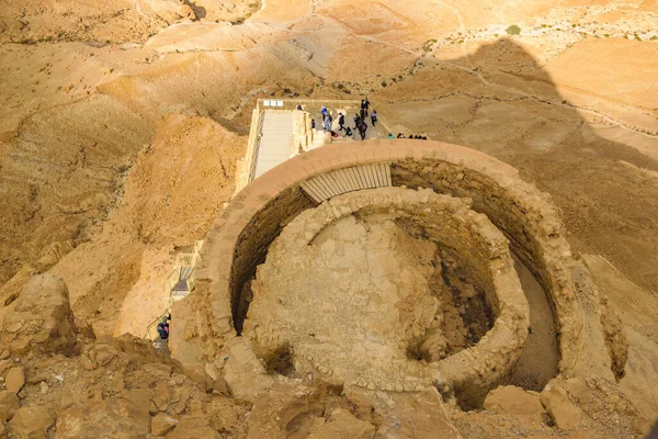 Vista Alto Ángulo Del Fuerte Del Parque Nacional Masada Judea — Foto de Stock