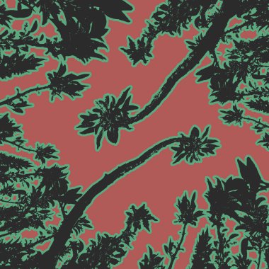 Dijital fotoğraf kolajı ve manipülasyon tekniği. Tropikal stil. Çiçek kolajı motifi.