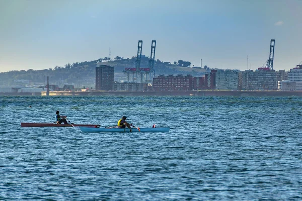 Montevideo Uruguay December 2020 Person Rowing Coast River Plate River — Stock Photo, Image