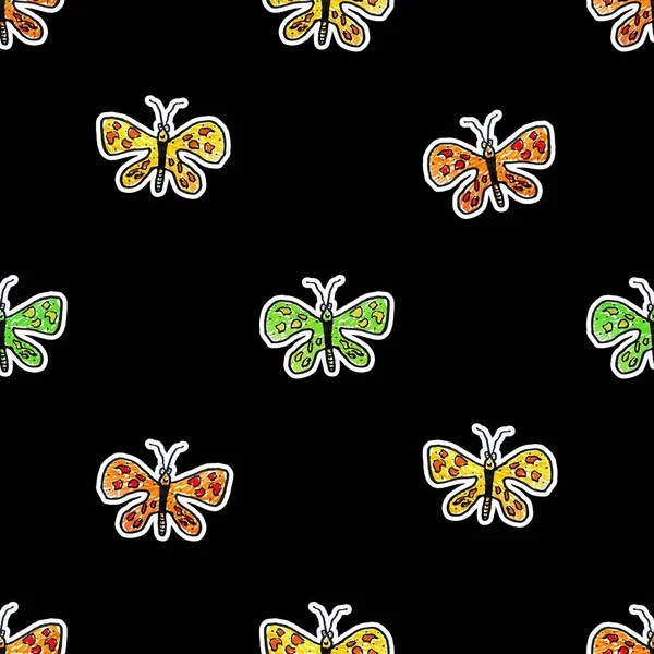 Cartoon Kinder Stil Lustige Schmetterlinge Illustration Motiv Nahtlose Muster Design — Stockfoto