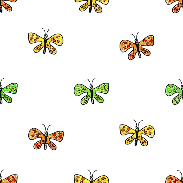 Cartoon Kids Style Funny Butterflies Illustration Motif Seamless Patternn Design — Stock Photo, Image