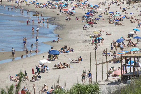 Canelones Uruguai Janeiro 2021 Vista Aérea Praia Costa Azul Lotada — Fotografia de Stock