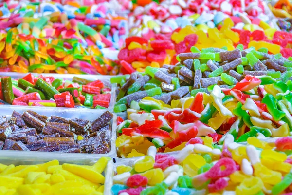 Close Tiro Coloridos Doces Exibidos Antiga Cidade Jerusalem — Fotografia de Stock