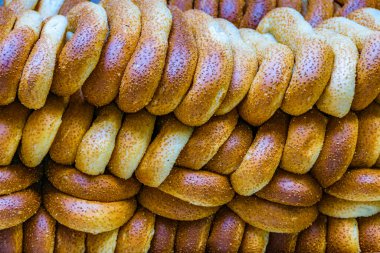 Sokak pazarında ekmek sergisi, eski Kudüs şehri, İsrail