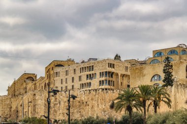 Doğu duvarının dış görünüşü, eski Kudüs şehri.