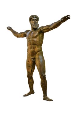 Ünlü zeus veya pozeidon heykel izole fotoğraf