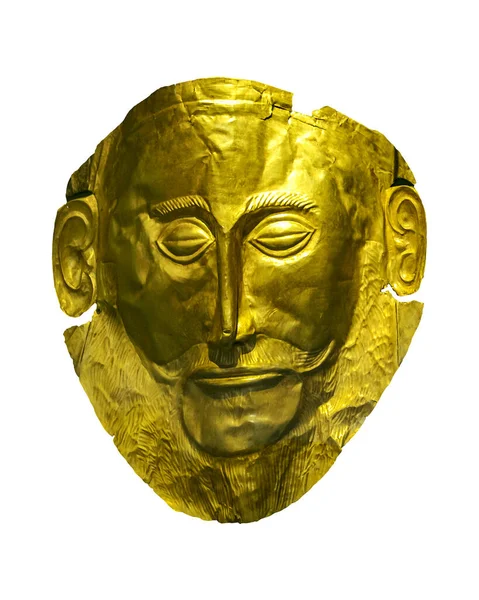 Słynna Maska Agamemnona Izolowana Białym Zdjęciu — Zdjęcie stockowe