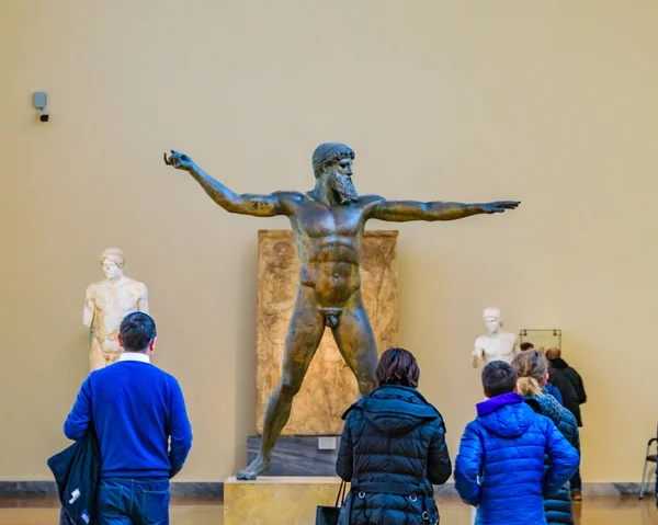 Atenas Grécia Janeiro 2020 Convulsões Famosas Escultura Poseidon Localizada Musuem — Fotografia de Stock