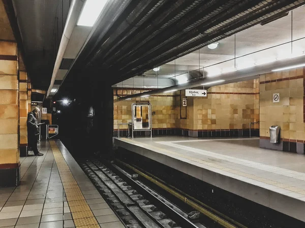 Athens Greece Janaury 2020 Interior Night Scene Train Metro Line — Stock Photo, Image