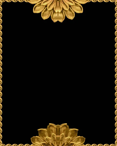 Zlaté Černé Barvy Minimální Styl Pozadí Květinovou Výzdobou Royalty Free Stock Fotografie