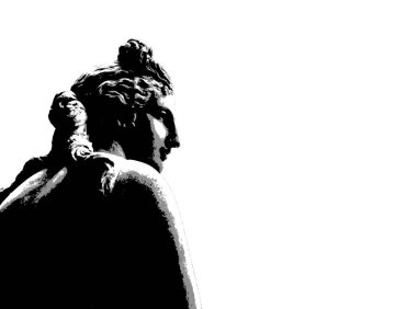 Ünlü afrodit heykel beyaz arka planda izole siyah beyaz grafik