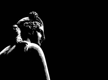 Siyah arkaplanda izole edilmiş ünlü afrodit heykel.