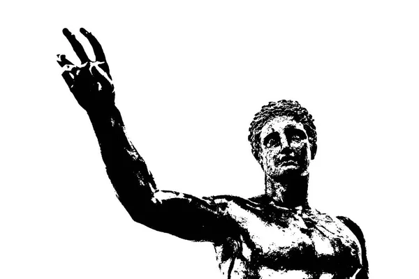 Man Grek Skulptur Svart Och Vitt Grafik Isolerad Vit Bakgrund — Stockfoto