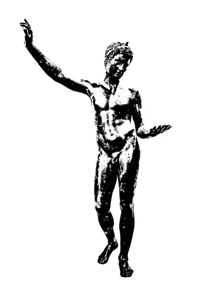 Man Greek Sculpture Black White Graphic Isolated White Background — Stock Photo, Image