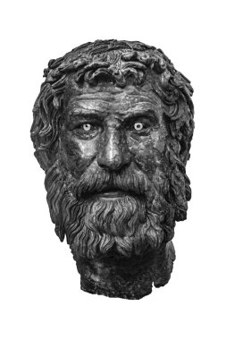 Zeus baş heykeli Antik Yunan sanatı beyaza izole edilmiş